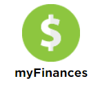 myFinances button icon, which is green and has a dollar symbol shape inside it