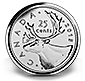 A Canadian quarter, which has a portrait of Queen Elizabeth II on the obverse side and various designs on the reverse side, representing different themes or commemorations, most commonly it uses an image of a caribou on the reverse side.