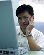 Tom at his computer.