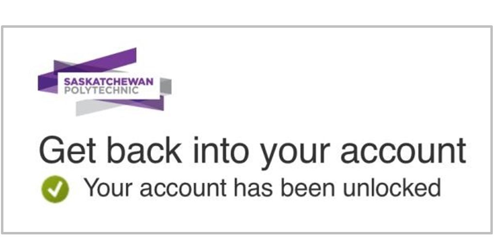 Screenshot of Get back into your account success message