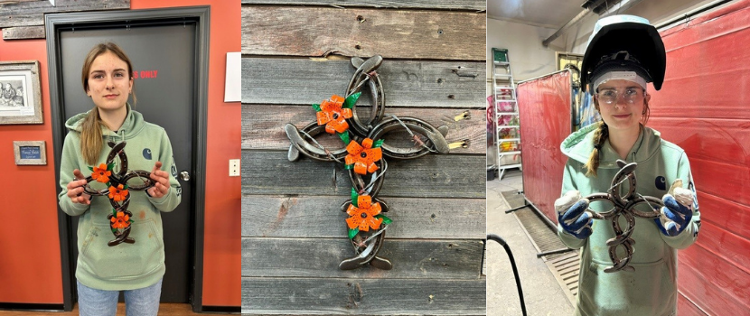 Mackenzie with horseshoe art project