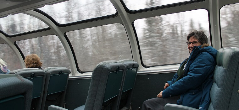 Polar Bear Eco Trip enjoying the scenery on the train.