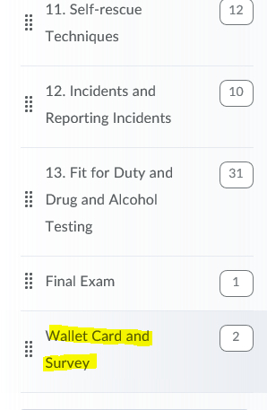 Highlight of Wallet Card link, inside Content tab.