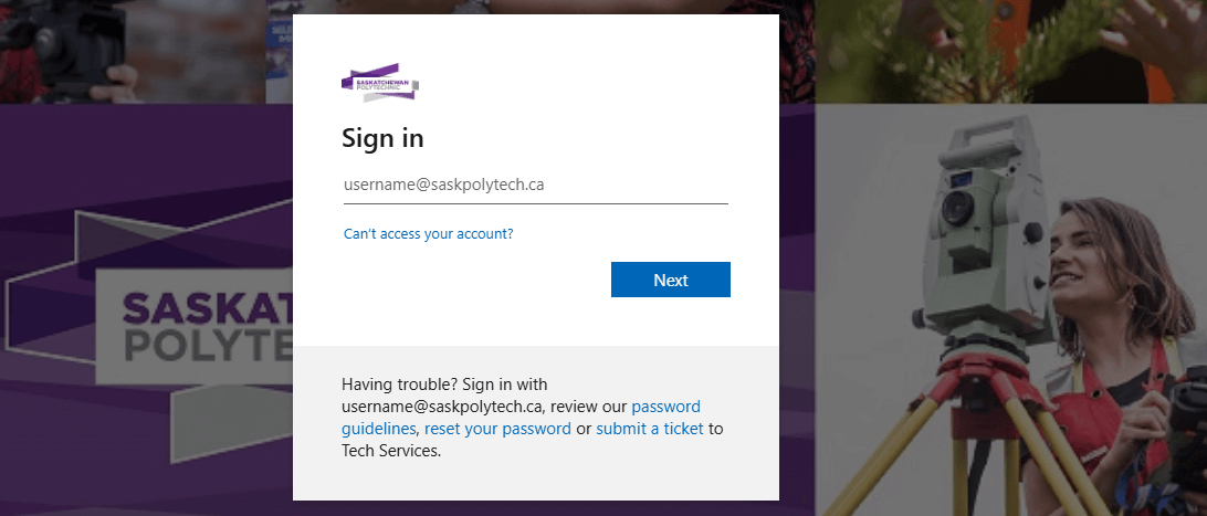 mySaskpolytech login page asking for username and password